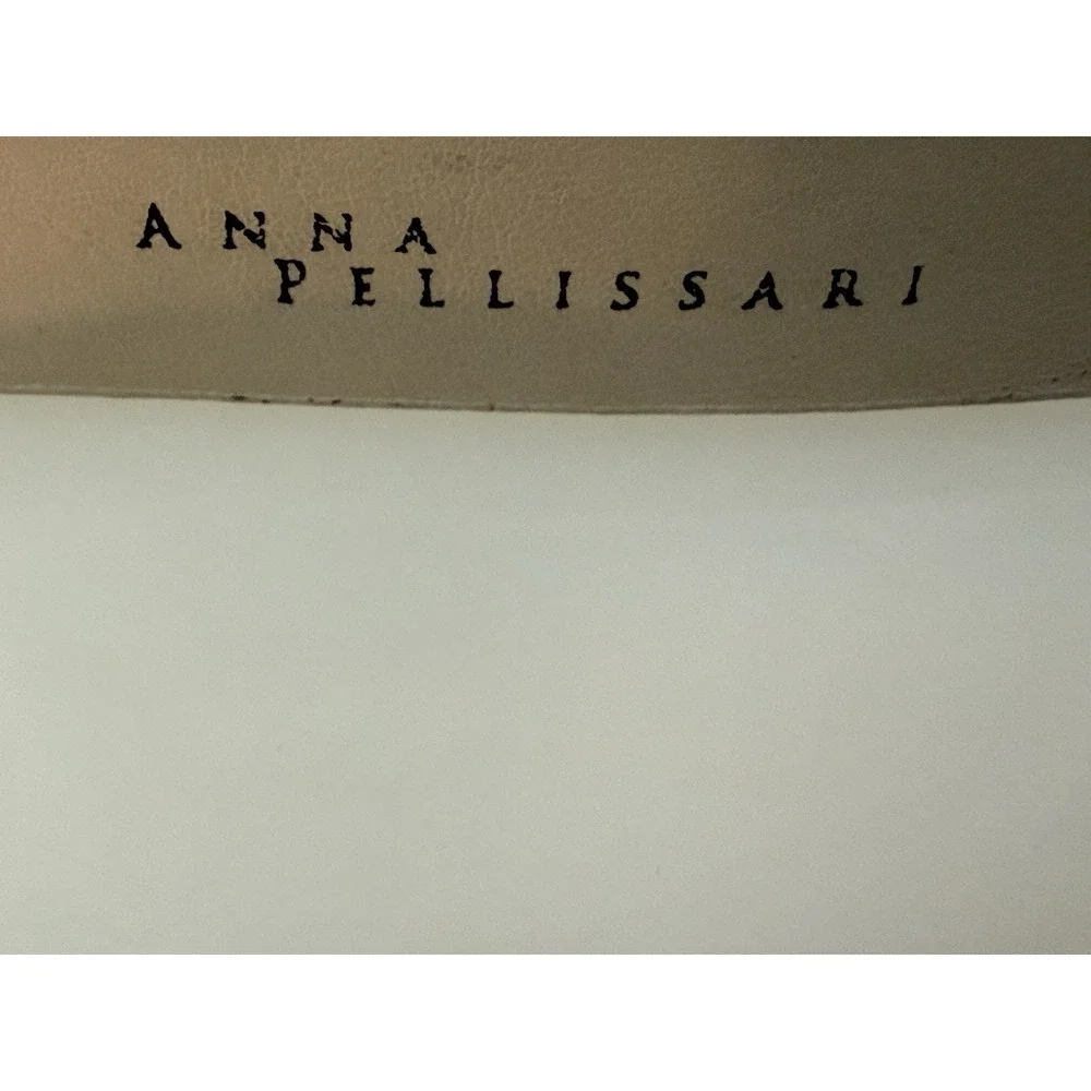 Anna Pellissari Size L Gold Tone Buckle Beige Gray Animal Print Leather Belt NWT